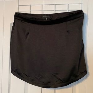 High Waisted Black Satin Skirt